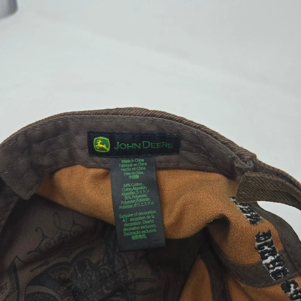 John Deere Country Hat Brown Barbed Wire Embroidered Adjustable Baseball Cap